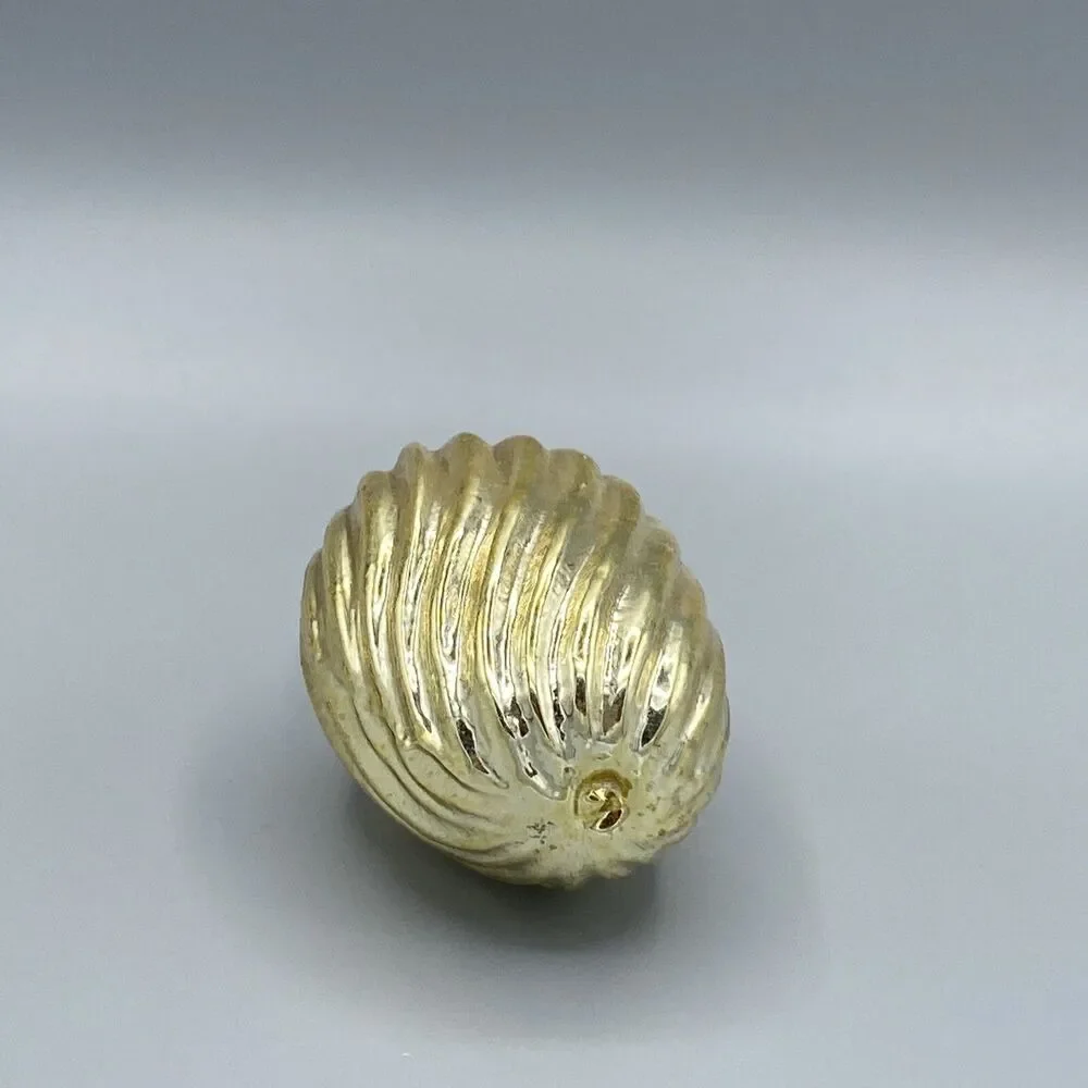 Vintage Textured Waves GlassChristmas Ornament Gold Victorian Style Holiday Tree